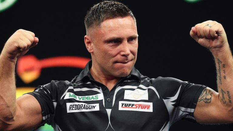 Gerwyn Price at the 2025 Mr Vegas Grand Slam of Darts at the Aldersley Leisure Centre, Wolverhampton (Credit: PDC)