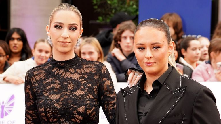 GK Barry (left) and and her partner Ella Rutherford at the Pride of Britain Awards in October