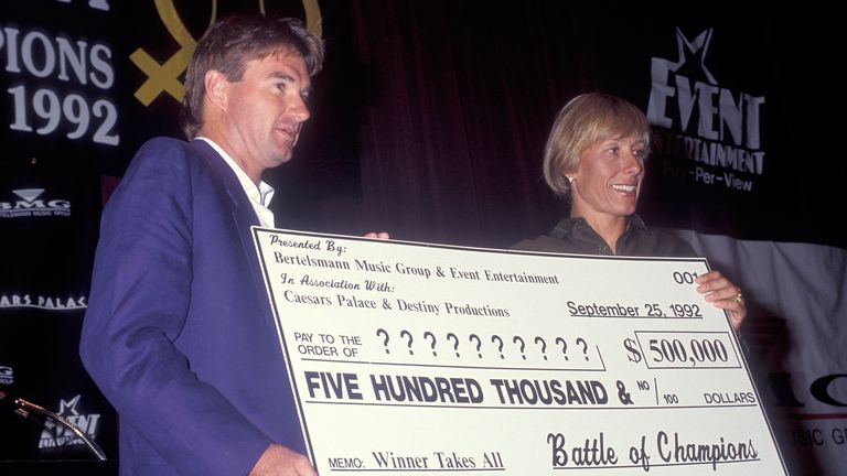 Jimmy Connors and Martina Navratilova attend the Press Conference to Announces the "Battle of Champions" Pay-Per-View Tennis