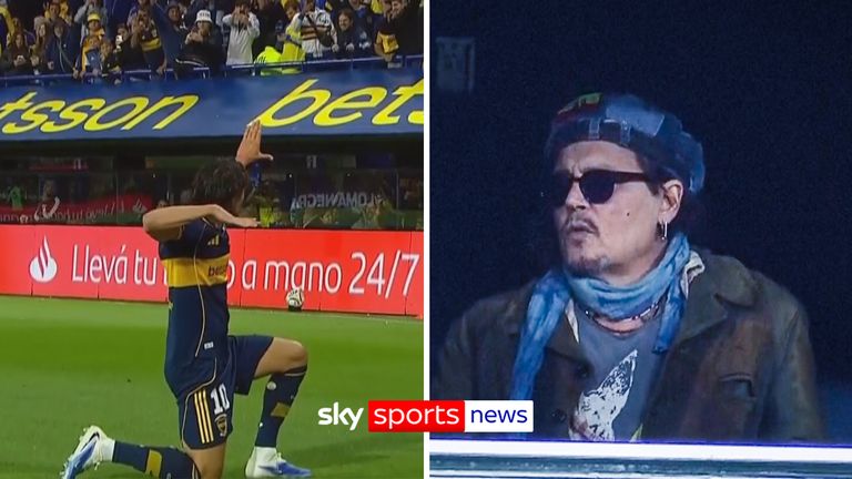 Johnny Depp watches on as Boca Juniors Argentine Clausura Zone A title