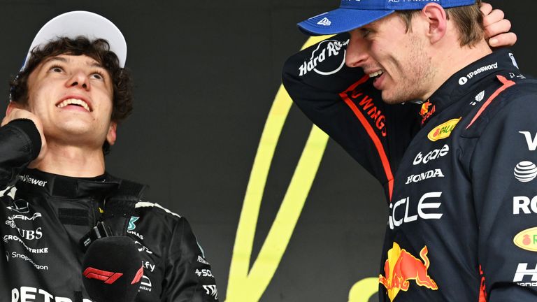 Kimi Antonelli and Max Verstappen