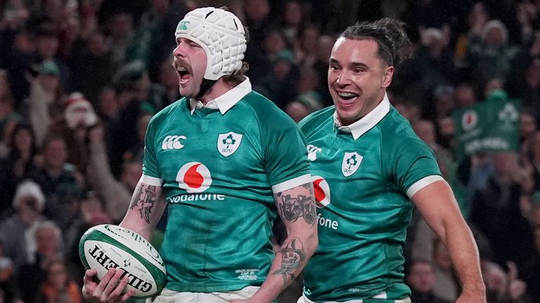 Mack Hansen scores an incredible hat-trick in the first half as Ireland beat Australia in Dublin