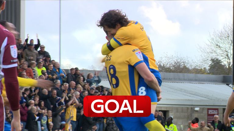 Rhys Oates fires Mansfield ahead against Northampton with tremendous strike