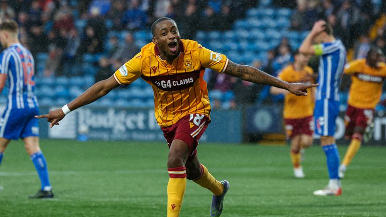 Tawanda Maswanhise scored a double for Motherwell at Kilmarnock