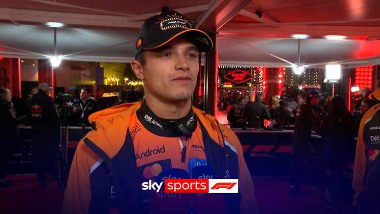 Lando Norris was pleased after securing pole in his McLaren at the Las Vegas Grand Prix.