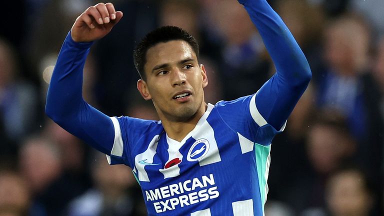 Diego Gomez celebrates after scoring against Leeds