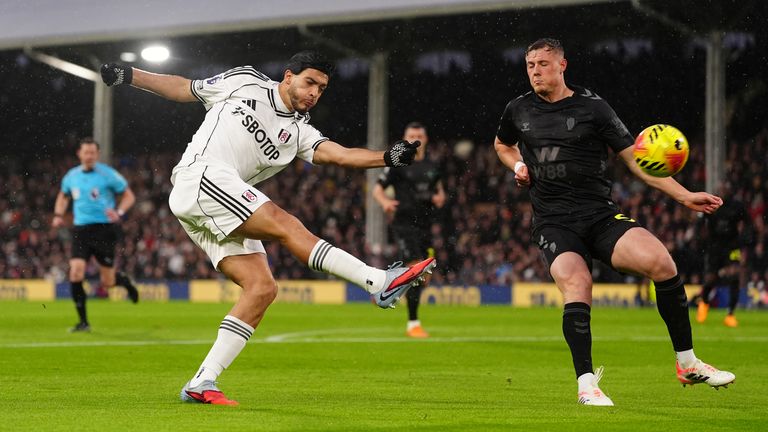 Fulham's Raul Jimenez shoots at goal