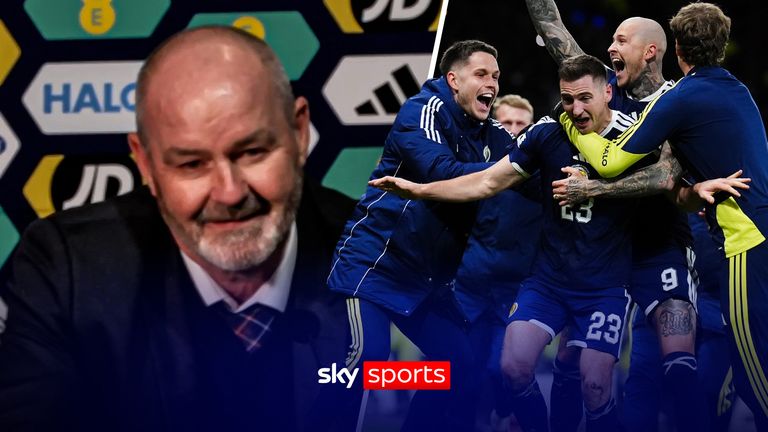 Kenny McLean, de Escocia, celebra su cuarto gol durante el partido de clasificación europea de la Copa Mundial de la FIFA en Hampden Park, Glasgow. Fecha de la foto: martes 18 de noviembre de 2025.
