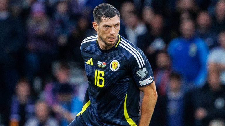 GLASGOW, SCOTLAND - OCTOBER 12: Scotland's Scott McKenna in action during a 2026 FIFA World Cup Qualifying match between Scotland and Belarus at Hampden Park, on October 12, 2025, in Glasgow, Scotland. (Photo by Alan Harvey / SNS Group)