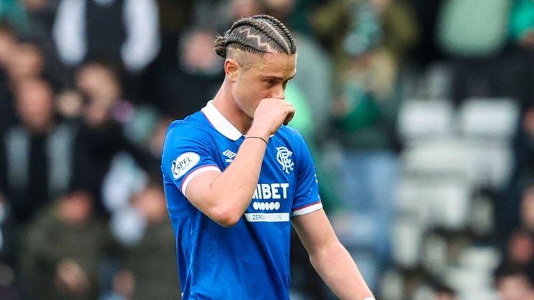 Thelo Aasgaard leaves the pitch after being shown a red card