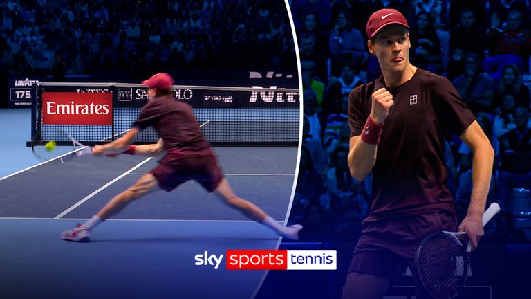 Sinner sliding backhand shot