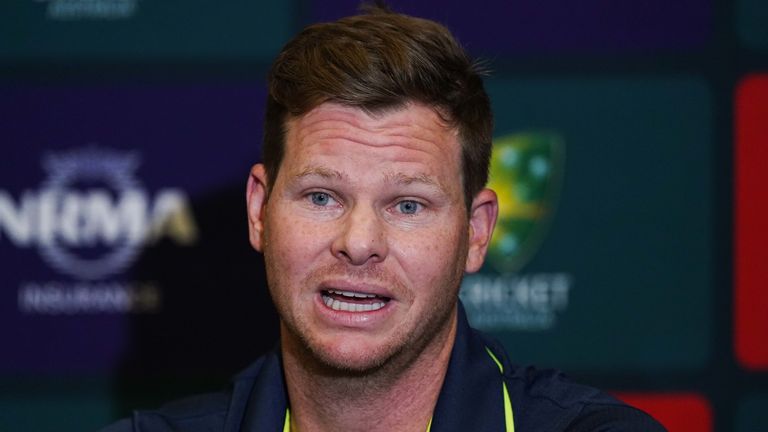 Steve Smith addresses reporters ahead of the first Ashes Test in Perth