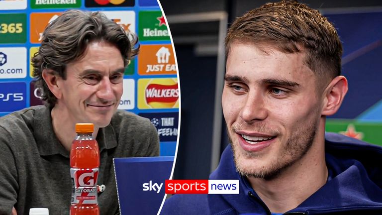 Thomas Frank and Micky van de Ven after Spurs win