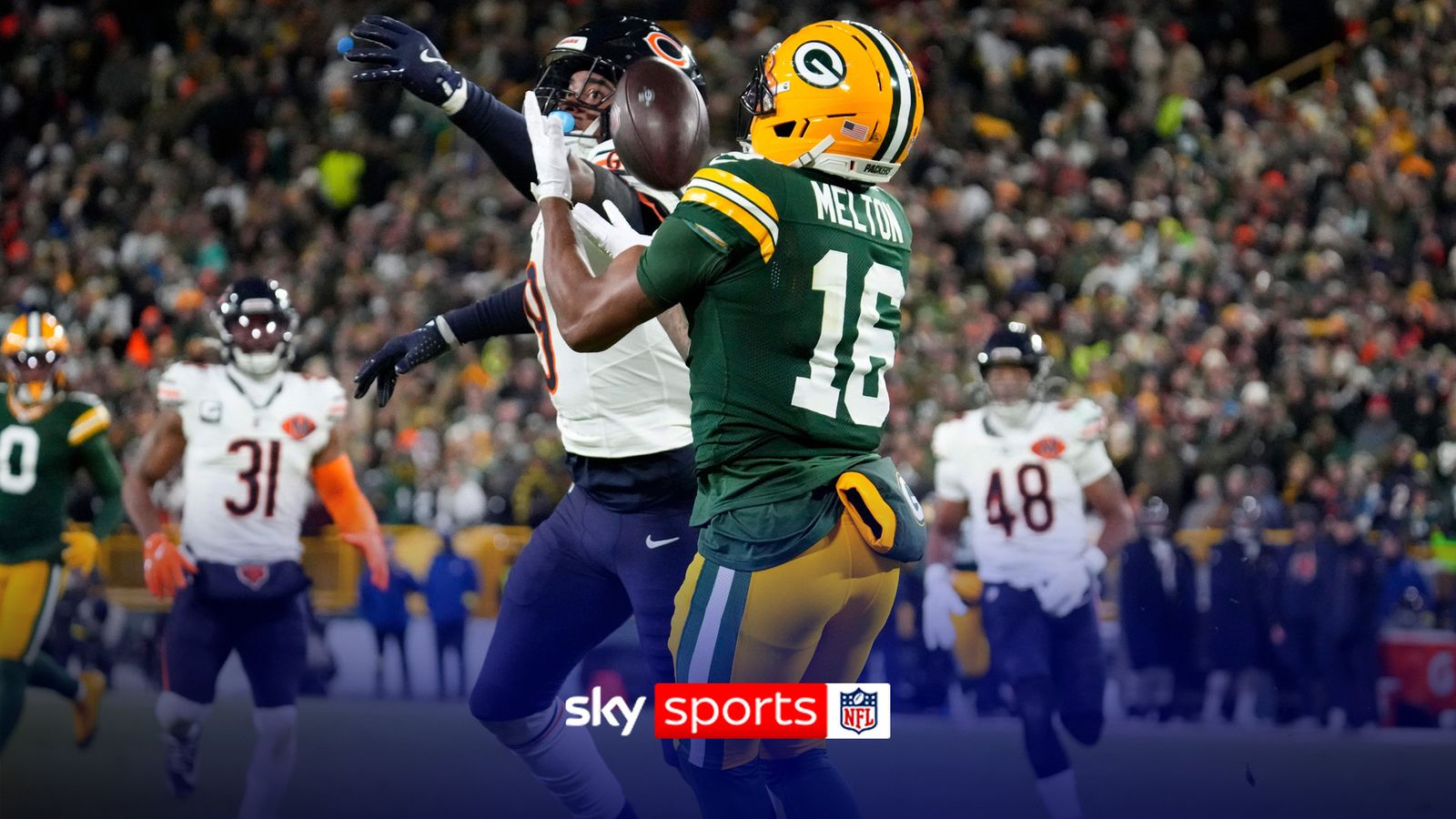 Chicago Bears @ Green Bay Packers: Green Bay quarterback Jordan Love hits Bo Melton for 45-yard touchdown