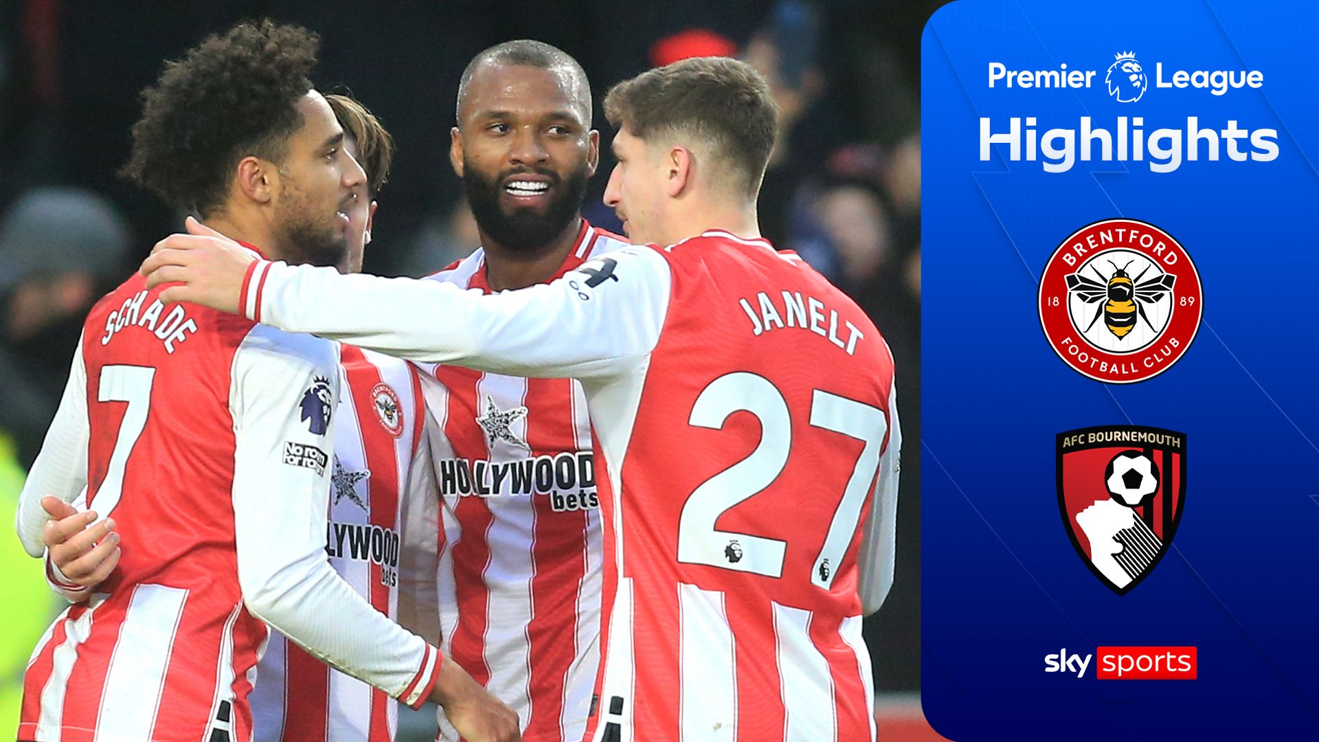 Schade fires perfect hat-trick as Brentford beat Bournemouth