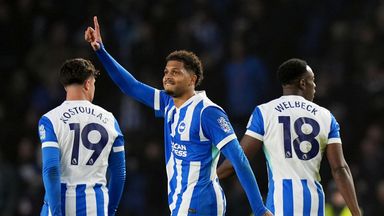 Brighton's Georginio Rutter celebrates his stoppage-time equaliser