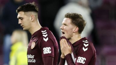 Hearts' Blair Spittal (right) and Oisin McEntee look dejected at full-time after drawing with Kilmarnock