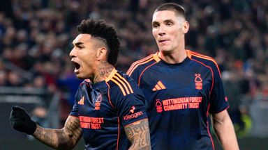 Igor Jesus celebrates his winner for Nottingham Forest against Utrecht in the Europa League