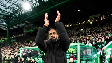 Wilfried Nancy is presented to the Celtic Park crowd ahead of his first Celtic game vs Hearts