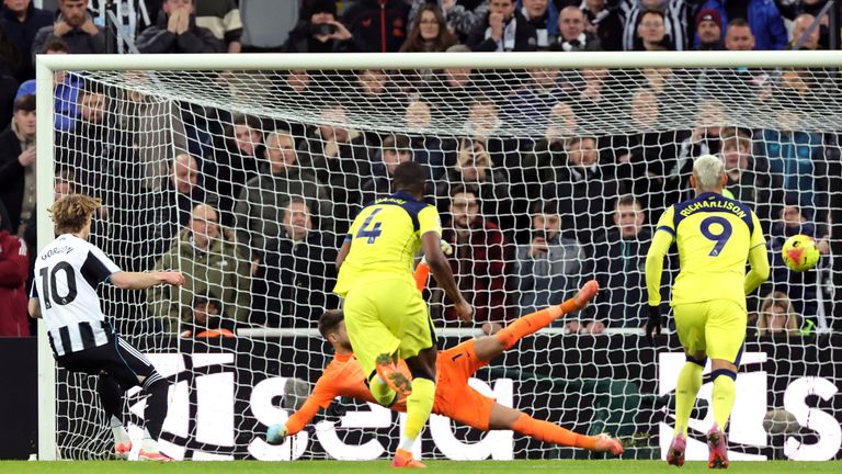 Anthony Gordon's controversial penalty gave Newcastle the lead late in the game