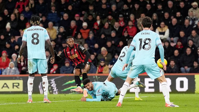 Antoine Semenyo gave Bournemouth the lead against Burnley