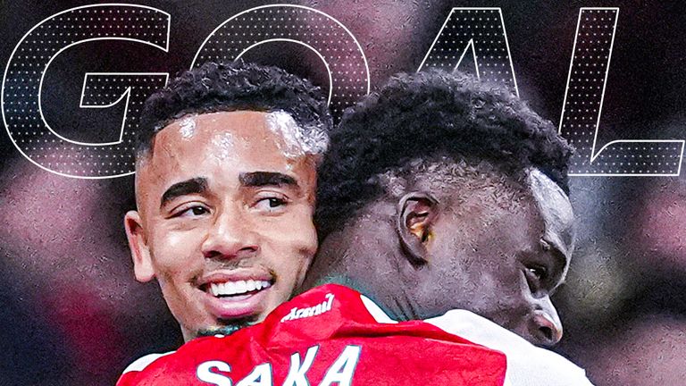 Arsenal pair Jesus and Saka celebrate