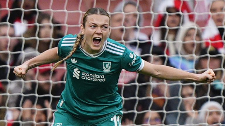 Liverpool's Beata Olsson scores her team's equaliser