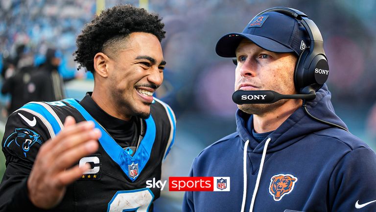 Carolina Panthers quarterback Bryce Young and Chicago Bears head coach Ben Johnson