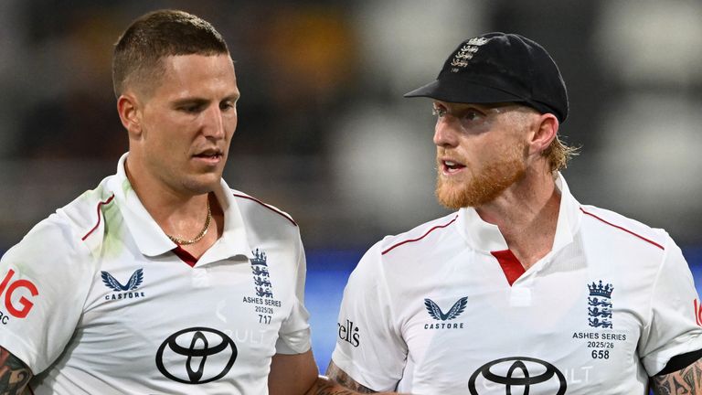 Brydon Carse and Ben Stokes, second Ashes Test, Brisbane, day two