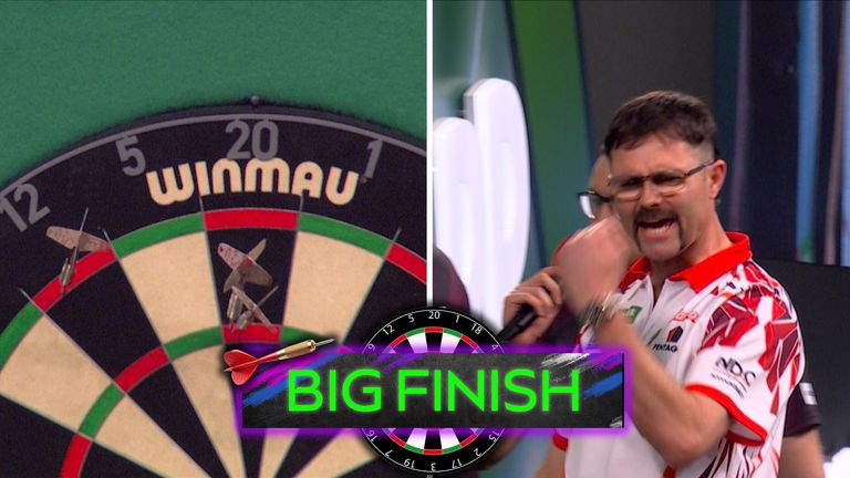 Damon Heta took out 144 and 110 in successive legs as he won the first set against Steve Lennon.