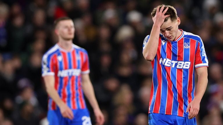 Justin Devenny shows the strain during Crystal Palace's loss to Tottenham