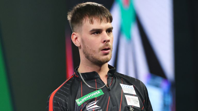 Dom Taylor pictured during the first round of the World Darts Championship