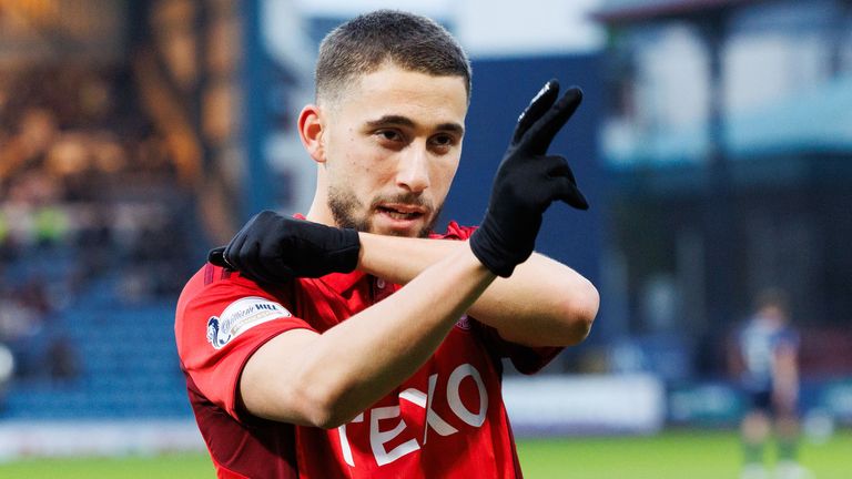Sunderland loanee Adil Aouchiche celebrates one of his two goals vs Dundee