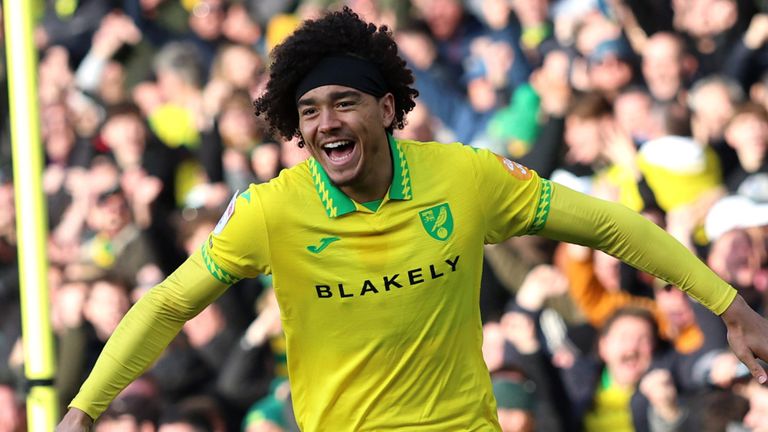Jovon Makama celebrates after scoring for Norwich against Southampton
