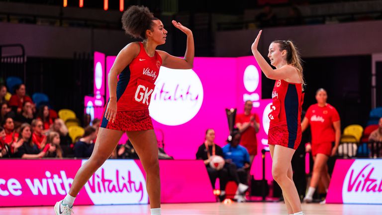 England Vitality Roses during their game against Jamaica (Photo by Flynn Duggan