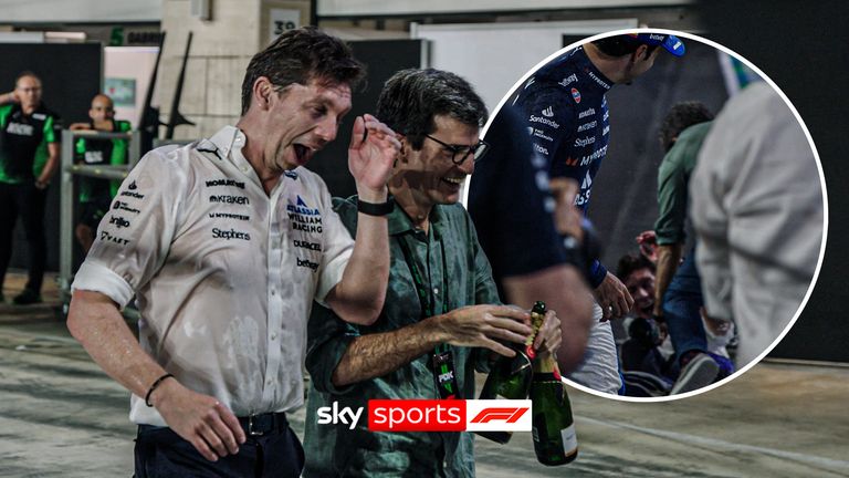 Qatar GP: Hilarious moment James Vowels falls to the floor during Williams celebration