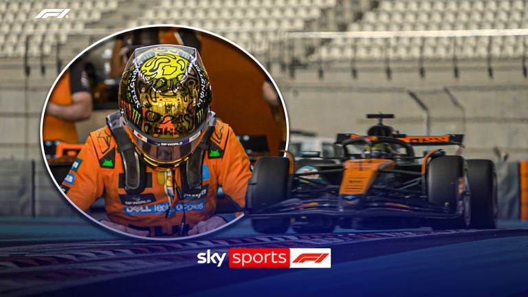 Lando Norris wore a striking gold crash helmet just days after winning the World Championship at the post-season Abu Dhabi test.