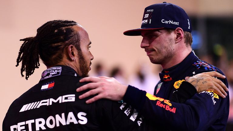Lewis Hamilton and Max Verstappen at the 2021 Abu Dhabi GP