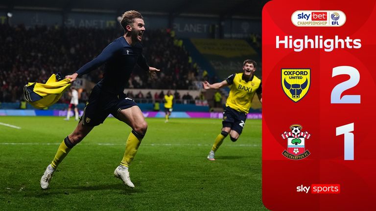 Highlights of the Sky Bet Championship game between Oxford United and Southampton.
