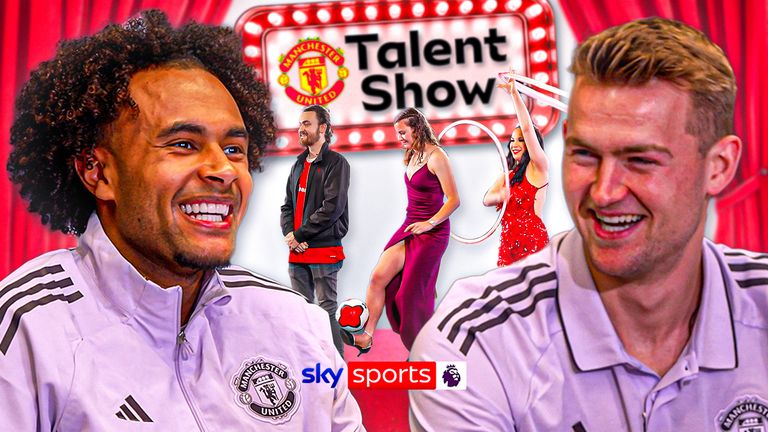 Manchester United's Matthijs de Ligt and Joshua Zirkzee judged a fan talent show!