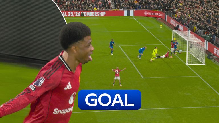 Amad Diallo scores for Man Utd against Bournemouth