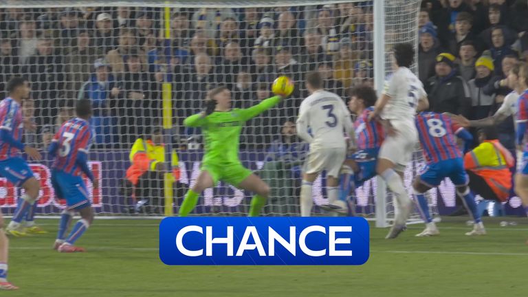 Palace keeper Dean Henderson makes a stunning save to keep Leeds at bay