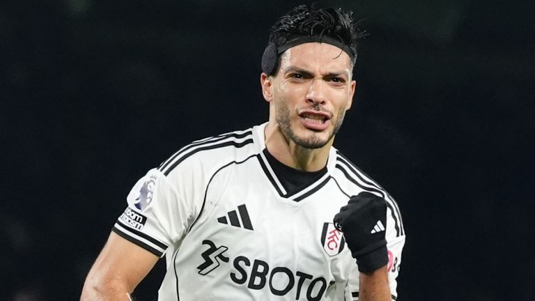 Raul Jimenez celebrates giving Fulham the lead against Nottingham Forest
