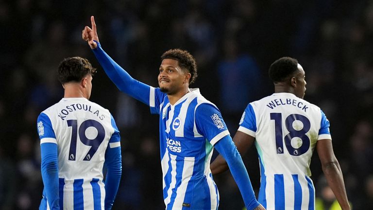 Brighton's Georginio Rutter celebrates his stoppage-time equaliser