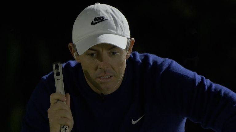 Rory McIlroy lines up a putt at the Golf Channel Games