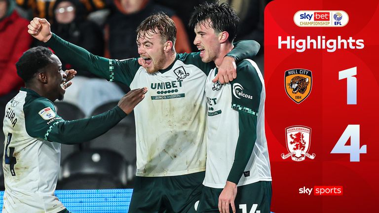 Highlights of the Sky Bet Championship match between Hull City and Middlesbrough
