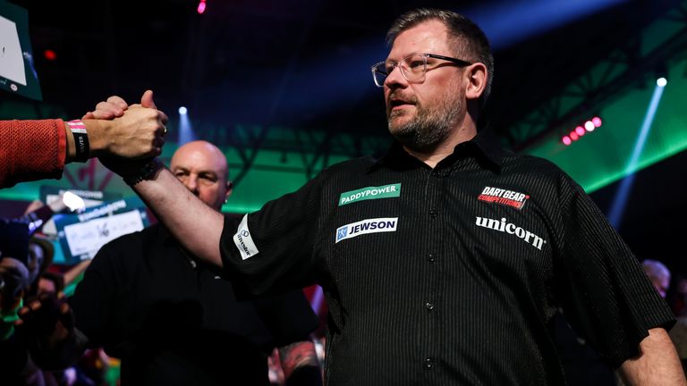 England's James Wade on day twelve of the Paddy Power World Darts Championship at the Alexandra Palace