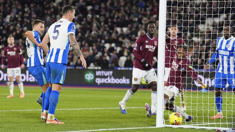 Joel Veltman levels for Brighton in the second half