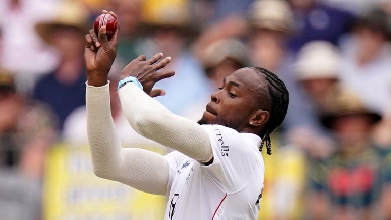 Jofra Archer bowls during the first Ashes Test