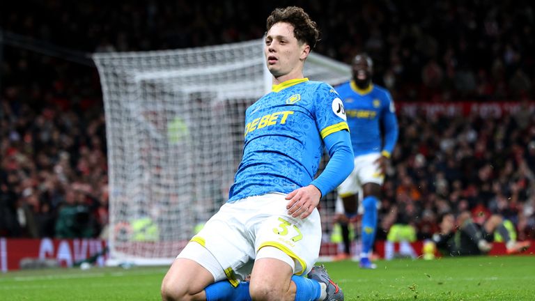 Wolves' Ladislav Krejci celebrates his equaliser against Man Utd